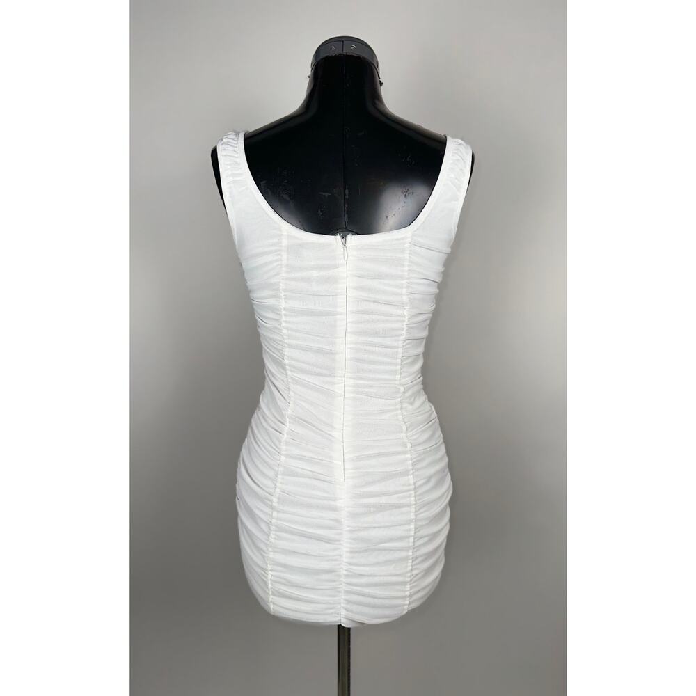 Shinestar White Ruched Bodycon Mini Dress - Picture 4 of 5